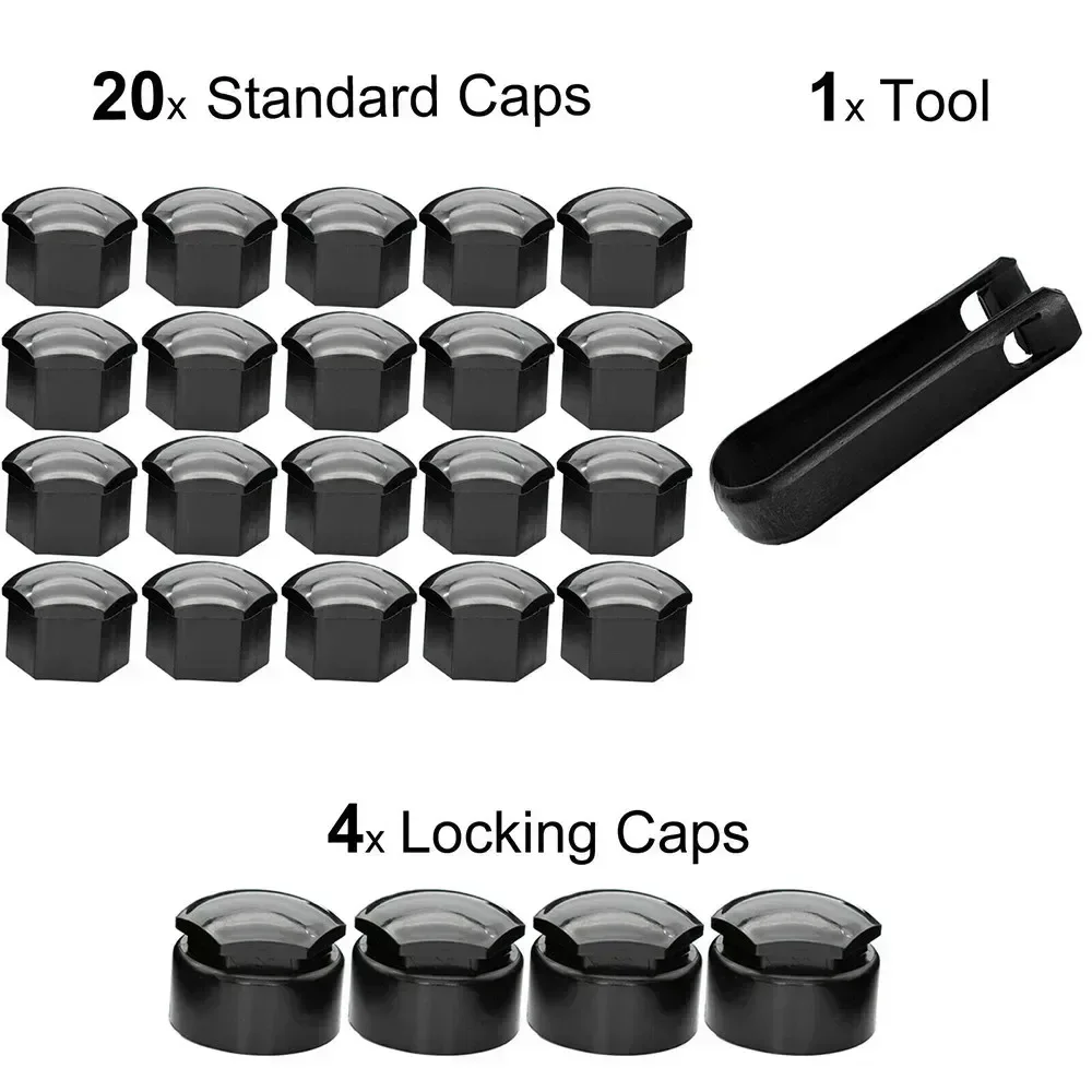 Car Wheel Nut Bolt Trims Studs Cover Cap 17MM 24pcs/set For Opel For BMW 17mm Standard Cap + 23mm Locking Cap Accessories
