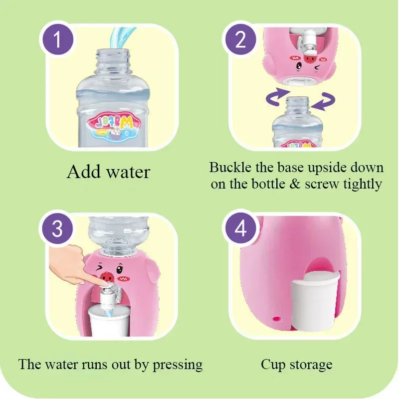 3D Mini Water Dispenser Cute Baby Toy Drinking Water Cooler Lifelike Children Cartoon Simulation Device for Kids