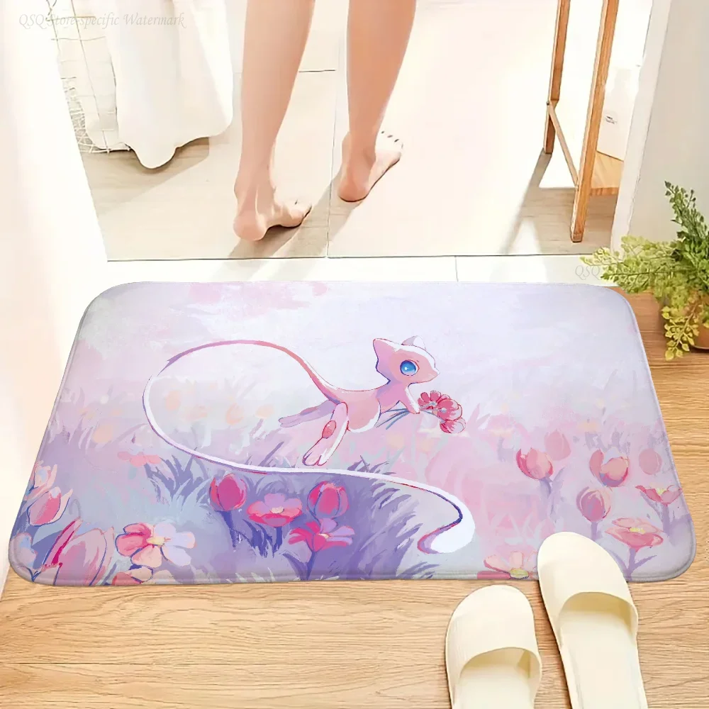 MINISO Pokemon Mew Floor Mat Doormats Home Carpet Foot Bathroom Absorbent Anti-Slip Home Decor 3
