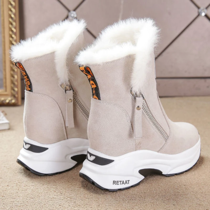 

Winter Thick-soled Snow Boots Women's All-match Inner Heightening Plus Velvet Thickening NewBoots Warm Short Boots