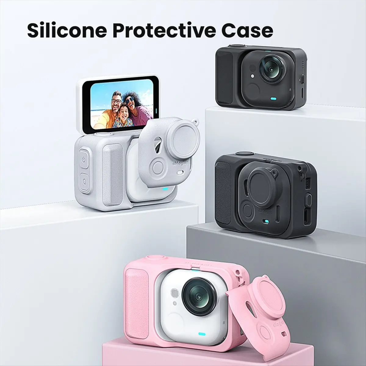 N05R AMAGISN Insta360 Go 울트라 액션 카메라용 실리콘 보호 케이스 보호 스킨 커버 스포츠 카메라 액세서리 블랙