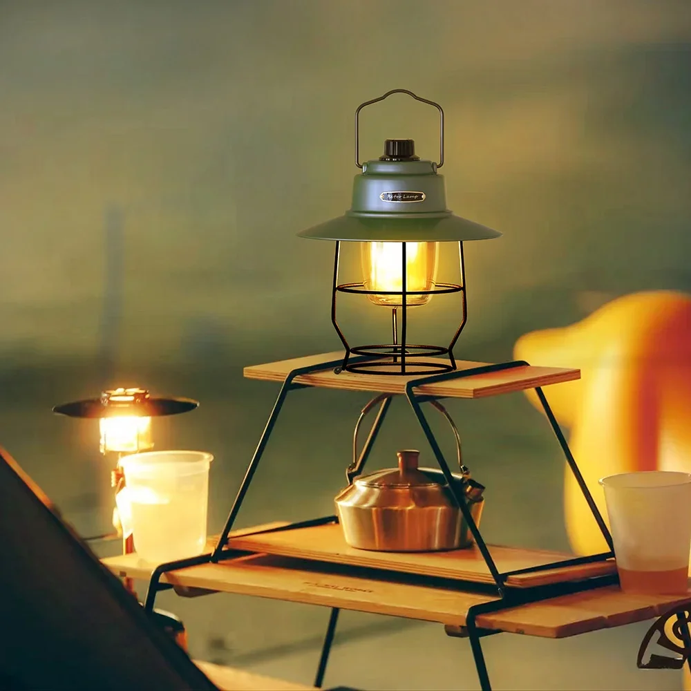 

Outages EmergencyPortable Retro Camping Lantern Hanging Dimmable COB Brightness Tent Light for Camping Night Fishing Hiking