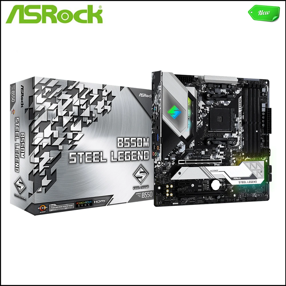 

NEW For ASROCK B550M Steel Legend M-ATX Motherboards Socket AM4 DDR4 128GB For AMD B550 Desktop Mainboard M,2 NVME USB3.0