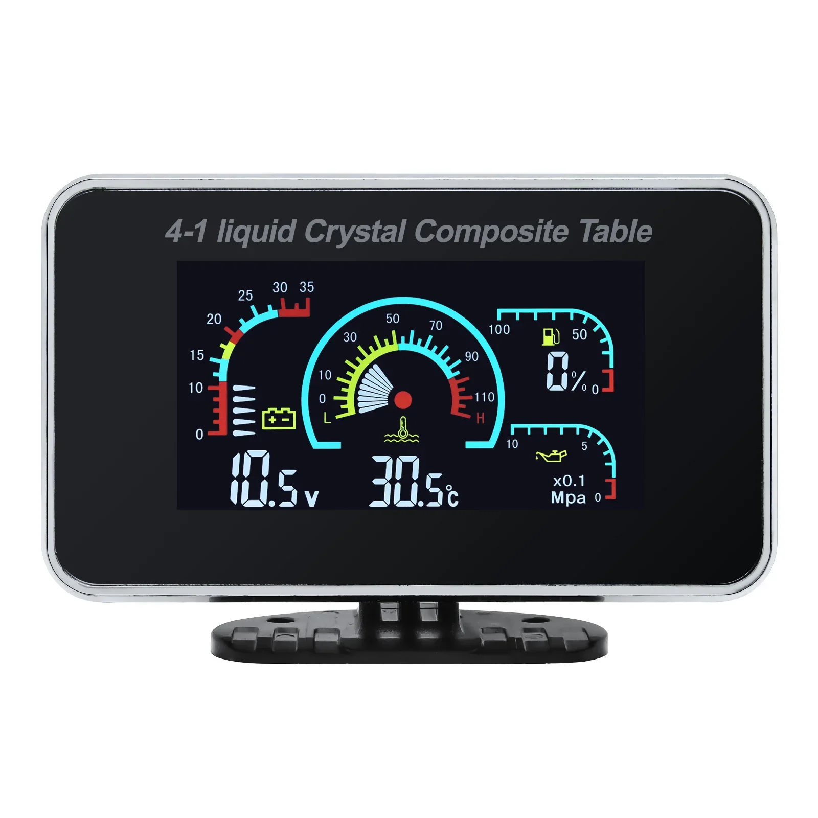계기판 수온계 3IN1 4IN1 LCD 자동차 디지털 알람 게이지 전압계 오일 압력 연료 수온 12V 24V 볼트