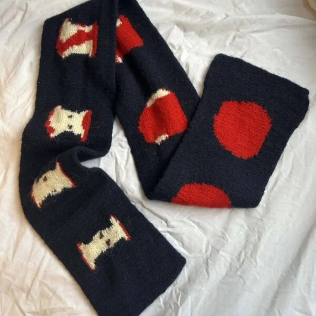 Christmas Atmosphere Scarf Cute Handmade Knitted Scarf for Women Winter Warm Soft Yarn Neckwear