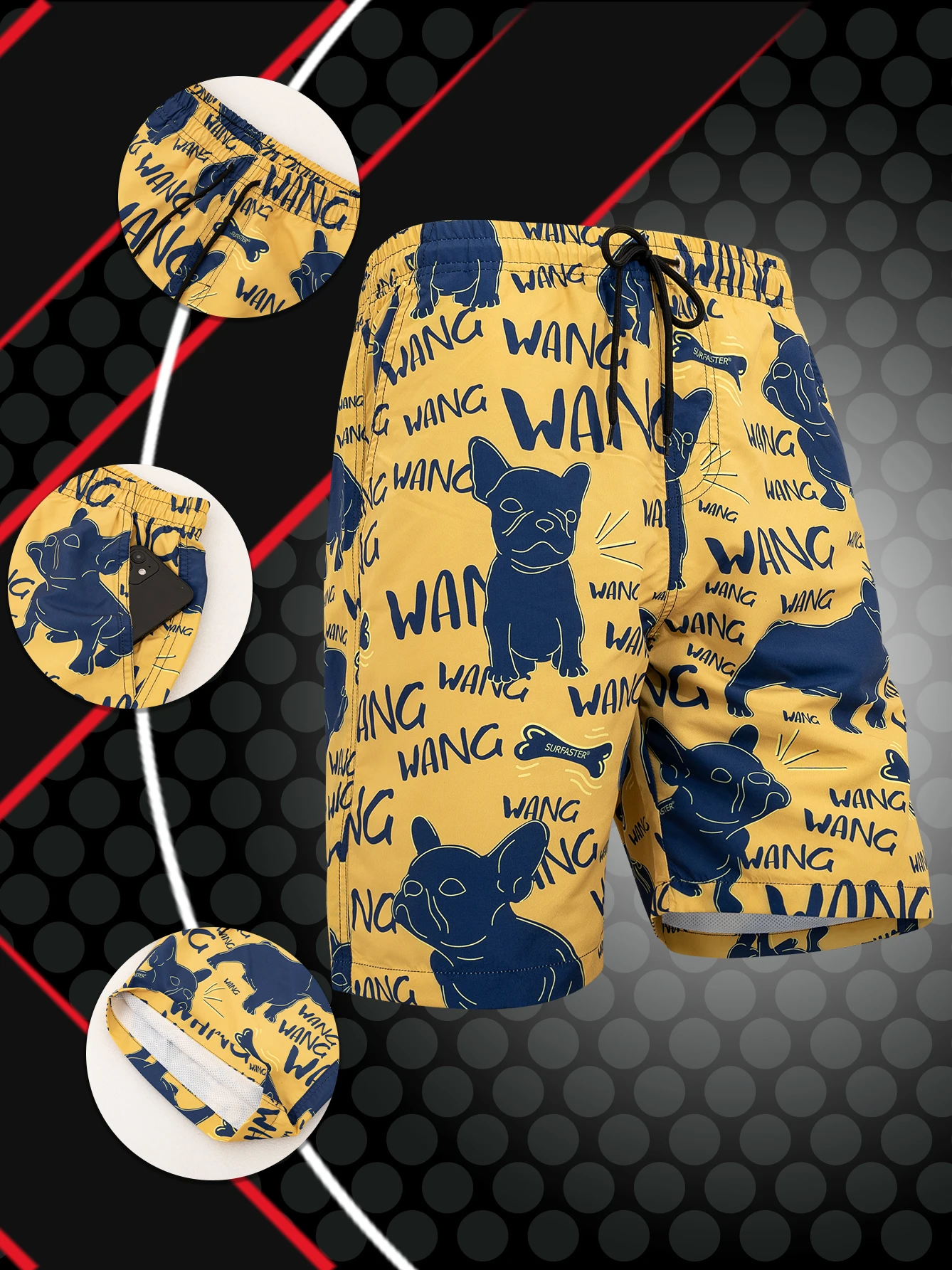 

Men's Swim Trunks Quick Dry Casual Elastic Waist Drawstring Stretch Beach Shorts Spring&Summer Athletic Pants with Mesh Lining