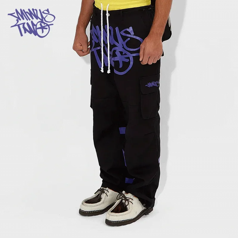 Minus Two Street Style Y2k Fashion Loose Long Pants Hip-hop Floor-length Trousers for Young Personality Men's Straight Overalls