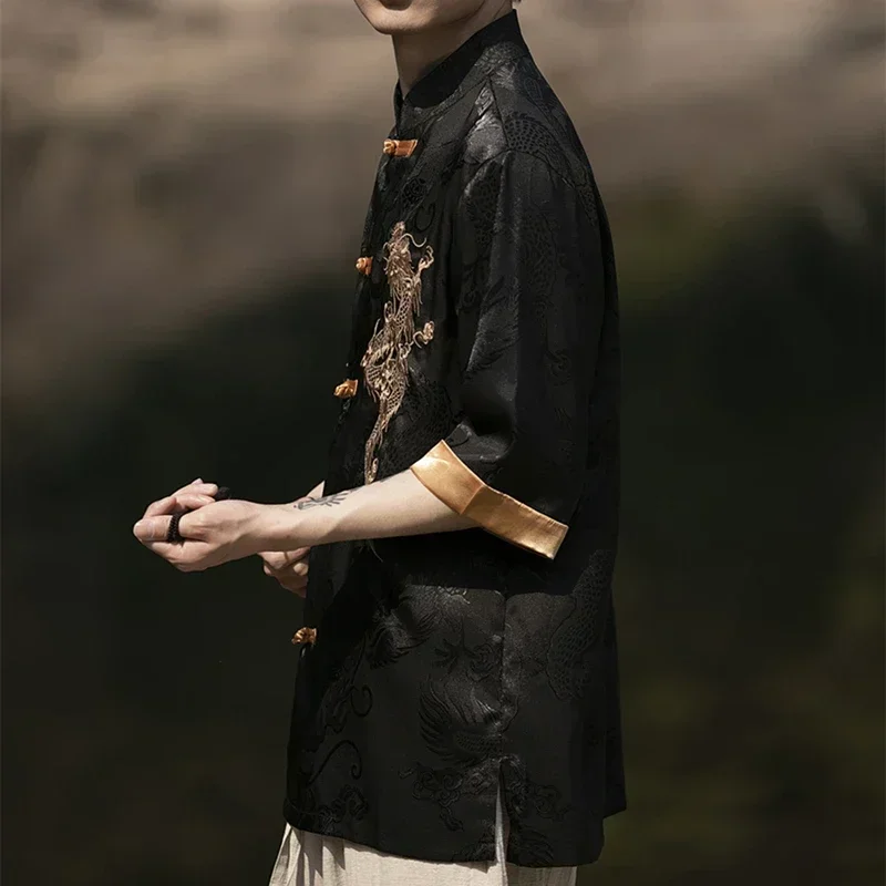 Capodanno Cinese Camicia Cinese Tradizionale Per Uomo 2024 Abito