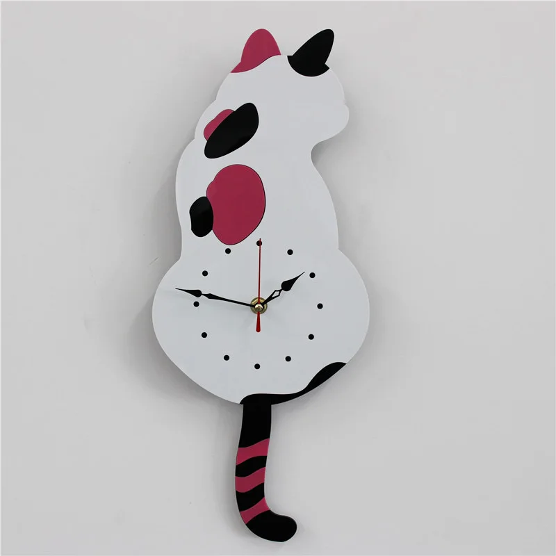 Cartoon Acrylic Art Clock Home Decoration Living Room Wagging Tail Cat Children's Room Creative