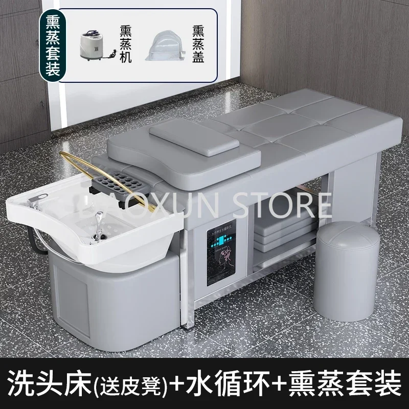 Water Circulation Shampo Chair Luxury Steam Comfort Massage Hair Wash Basin Bed Therapy Lavacabezas Salon Furniture MQ50SC