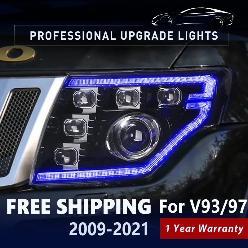 

New Car Lights For Mitsubishi Pajero V93 V97 2006-2020 Head Lamp Fog Lights Day Running Light DRL All LED Blue Start Animation