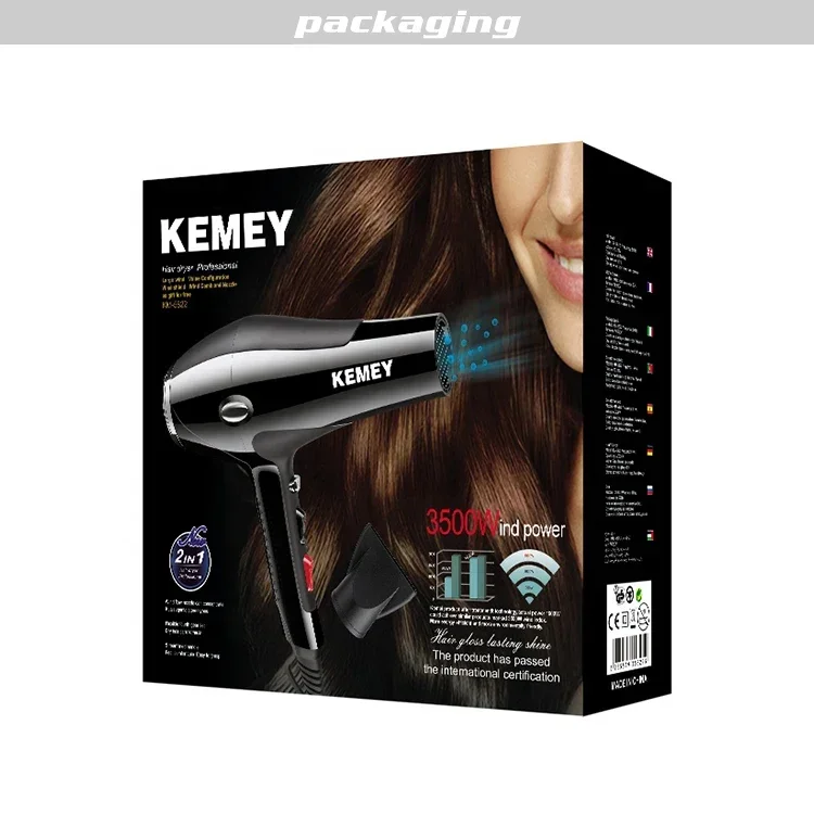 KEMEI KM-5822 High Quality 3500W High Power Two Speed Three Temperature Adjustment Professional Hair Dryer 3