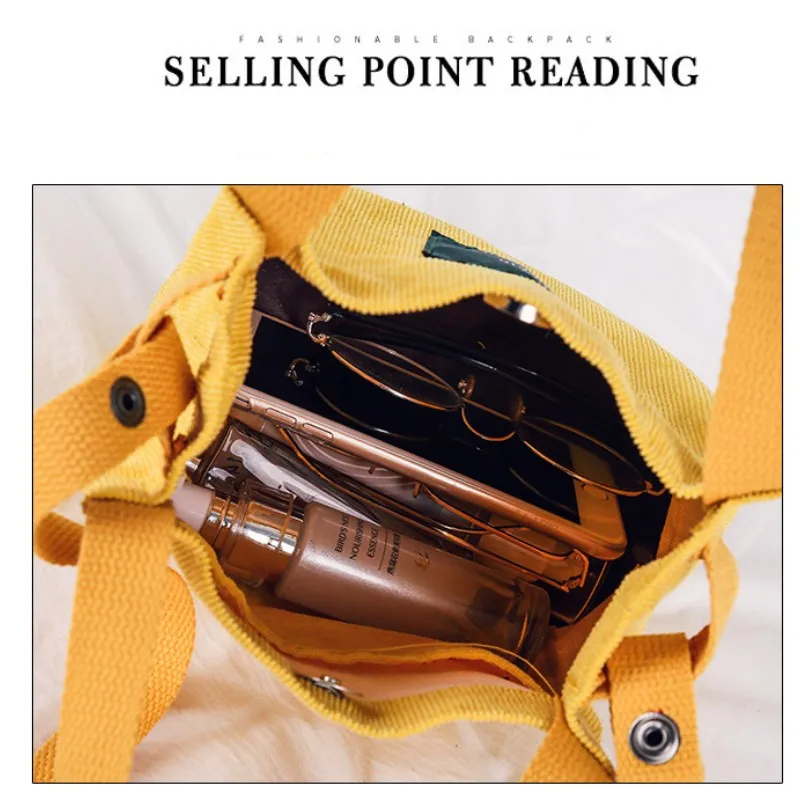 Shoulder Bag Retro Corduroy Canvas Simple Solid Color Literary Shoulder Original Bucket Cloth Bag