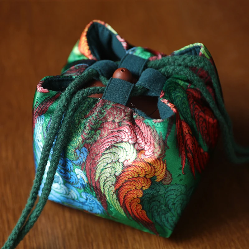 Small Cloth Teapot Storage Bags Color Printed Fabric Tea Cup Bag Teapot Travel Bag Teacup Organizer Chinese Style 2
