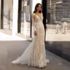 Exquisite Wedding Dresses Deep V-Neck Bridal Gowns Lace Appliques Long Sleeves Floor Length Robes Vestidos De Novia Customized 1