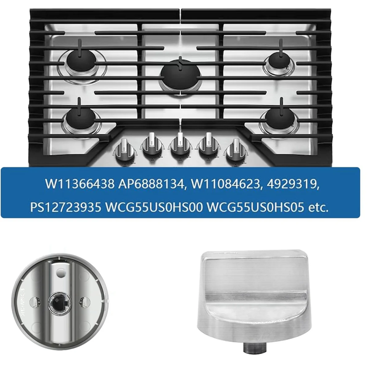 5PCS W11366438 Oven Range Stove Knob Assembly Replacement for Whirlpool Knob W11084623 AP6888134 W11084623 Stove