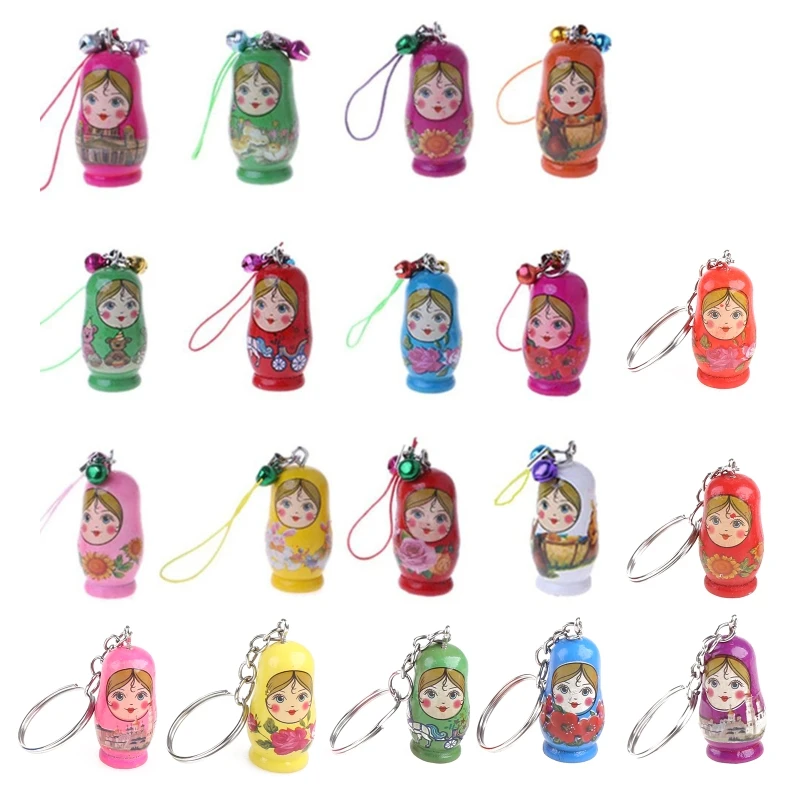 

Russian Nesting for Doll Pendant Painted for Doll Handcraft Interactive Matryoshka Keychain Color Painting Puppet B