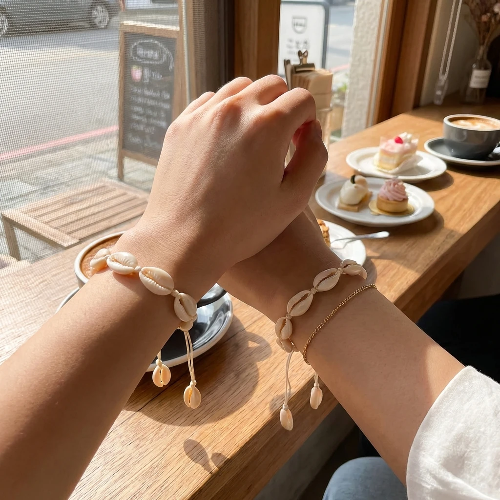 Böhmisches Kaurischnecken-Muschel Surfer-Armband für Frauen Handgefertigtes Geflochtenes Seil Verstellbares Makramee-Handarmband Sommer Strand Schmuck – Detail 4