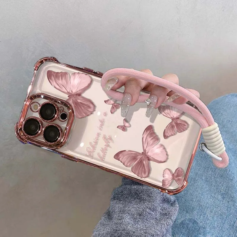 Butterfly Design Phone Case with Strap Cover