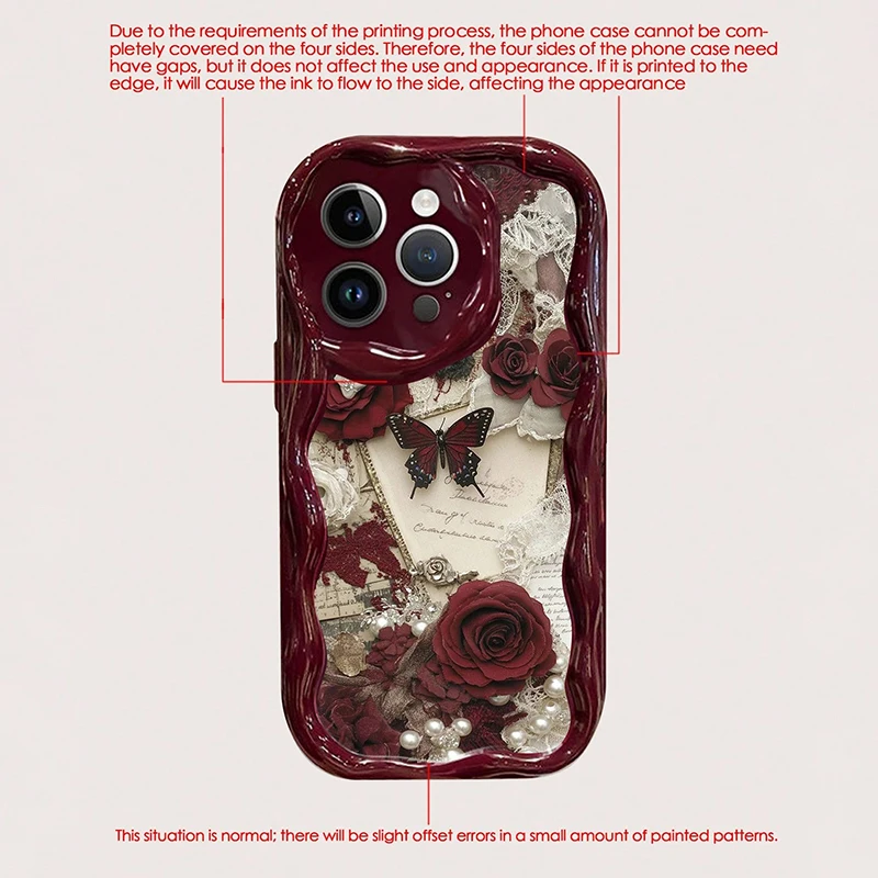 Butterfly Painted Wine Red Soft-Touch iPhone Case - Image 6
