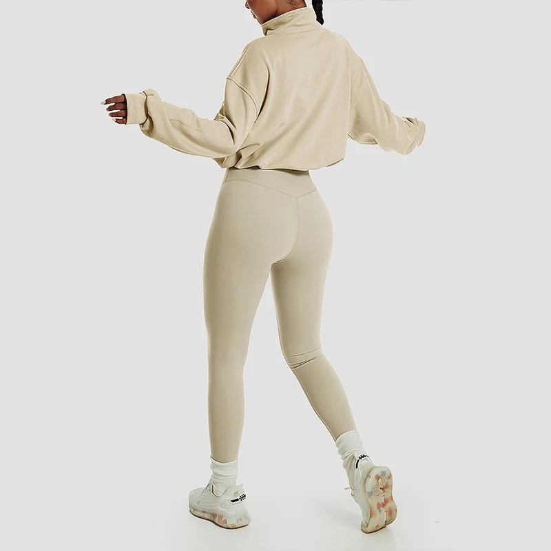 Winter Outdoor High Collar Yoga Jacket Tops Coat Running Women's Long Sleeves Sports Jacket Half Zipper Sports Gym Clothing
