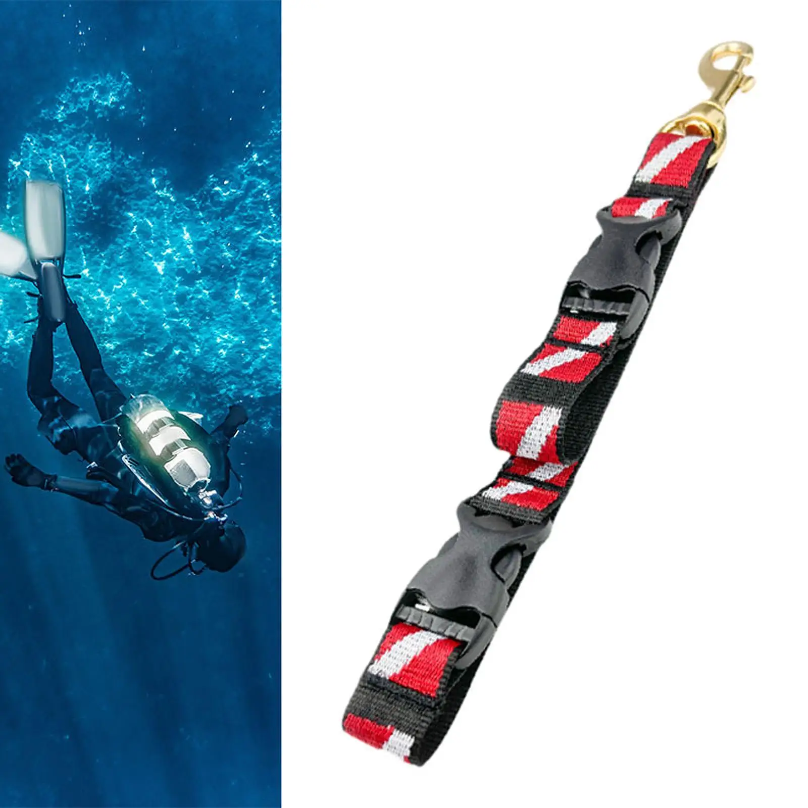 Scuba Fin & Mask Holder Strap with Clip Hook Scuba BC Fin Holder & Mask Clip Scuba Diving Storage Strap Diving Accessory