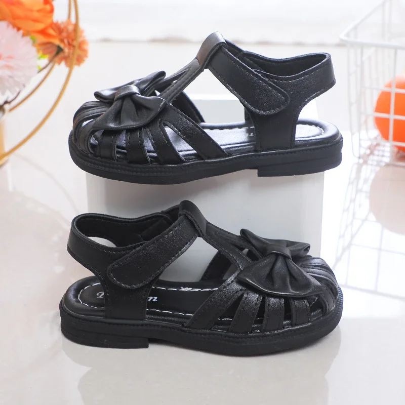 Baby Sandals for Girl Peep-toe Breathable Bow-knot Princess Children Fashion Soft 2024 Summer New Girls Sandals Cute Versatile 5
