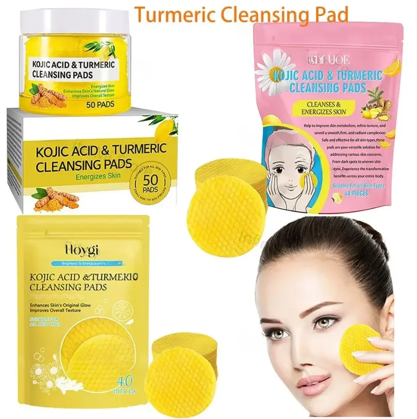 Turmeric Kojic Acid Cleansing Pad Gently Exfoliates Deeply Cleanses Skin Whitens Lightens Spots Maintains Water Oil Balance