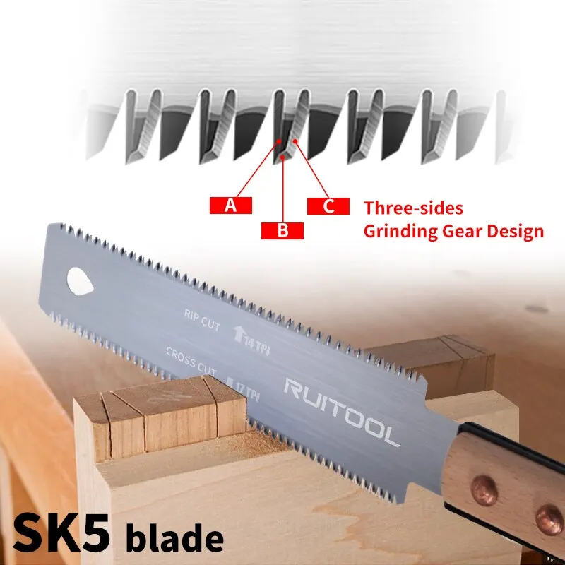 Japanese Saw 6 Inch Double Side Hand Pull Saw 14&17TPI SK-5 Steel Flexible Blade Flush Cut for Woodworking 1pc multi purpose saw hand saw handheld saw