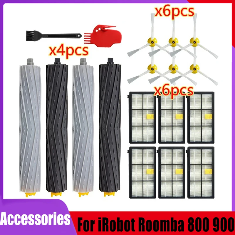 Roomba Filter Kit Replacement Filter &amp; Brush Kit For IRobot Roomba 800 &amp; 900 Series (880, 890, 980 Models) Romba Parts