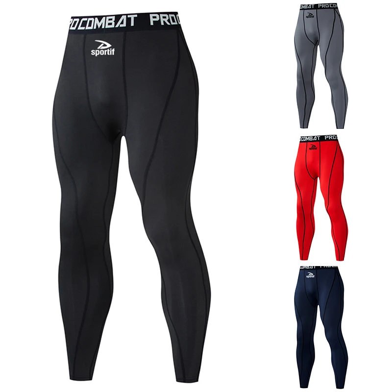 SPORTIF Men Bodybuilding longs Pants Fitness Compression Leggings Train Workout Outfit Male Muscle Alive Elastic Skinny Tights casual sports pants