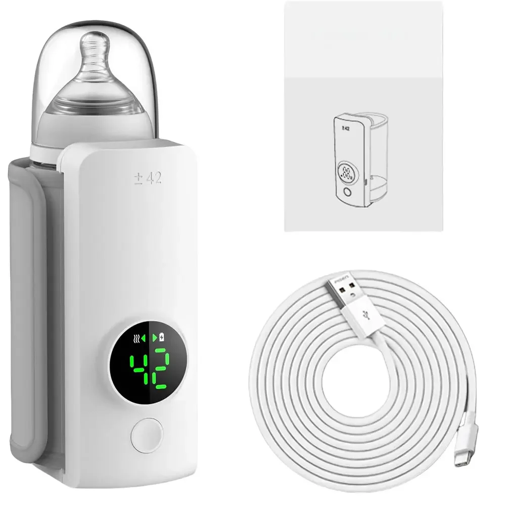 Portable Bottle Warmer with Temperature Control Cordless Milk Warmer Travel Warmer for Traveling Camping Home