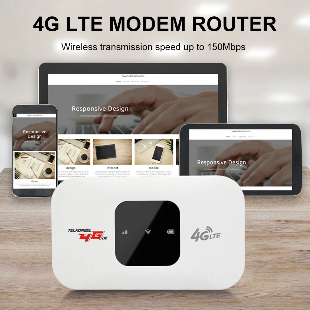 4G LTE Router Wireless WiFi Router 2100mAh 150Mbps LTE FDD TDD Mini Mobile WiFi Hotspot with SIM Card Slot Plug&Play
