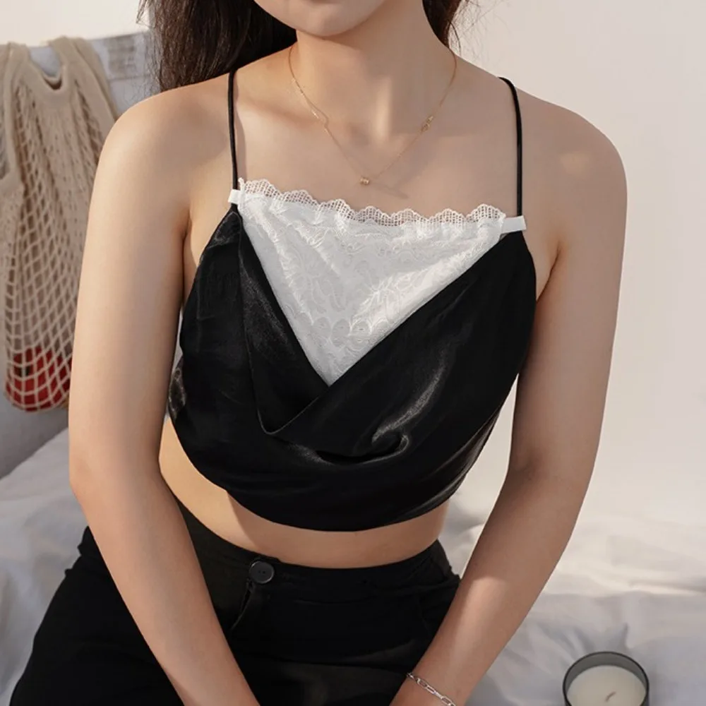 Double Layer Strapless Insert Wrapped Chest Transparent Mesh Lace Flower Anti-Glare Tube Top Thin Clip on Bralette women tube tops