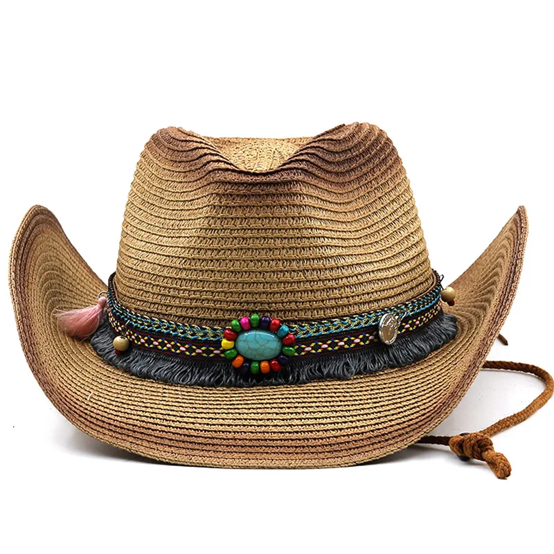 

Woman Summer Panama Hats Bohemian Beach Straw Hat Foldable Windproof UV Protection Cap Wide Brim Sun Hat Bonnets Female