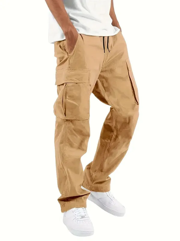 Mens Casual Jogger Pants Relaxed Fit Cargo Pants Drawstring Sweatpants Hiking Outdoor Twill Sport Pants 2