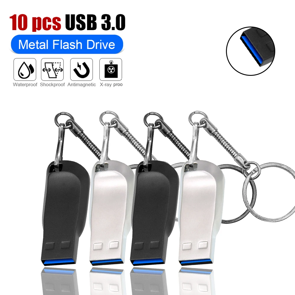 

10pcs Wholesale Metal USB 3.0 Flash Drive 64 gb pendrive 16GB 32GB Pen drive 128gb Memory Stick 64gb Pen Drive usb Free Shipping