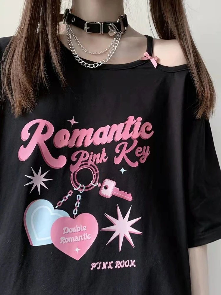 KOSAHIKI Harajuku Y2k Egirl T Shirt for Women Korean Style