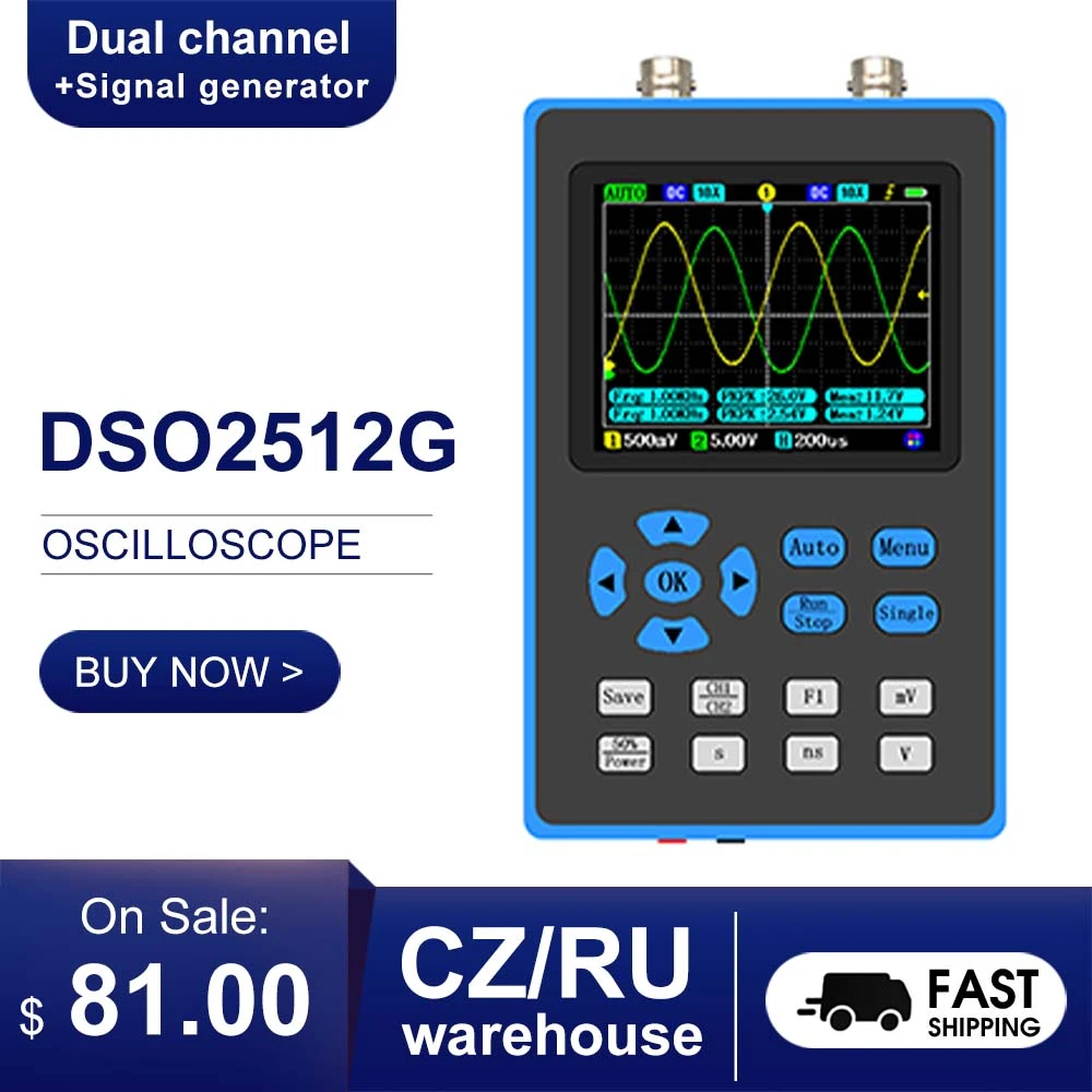 Dso2512g 120m Bandwidth 500msa/s 2 In 1 Dual Channel Oscilloscope 10mv ...