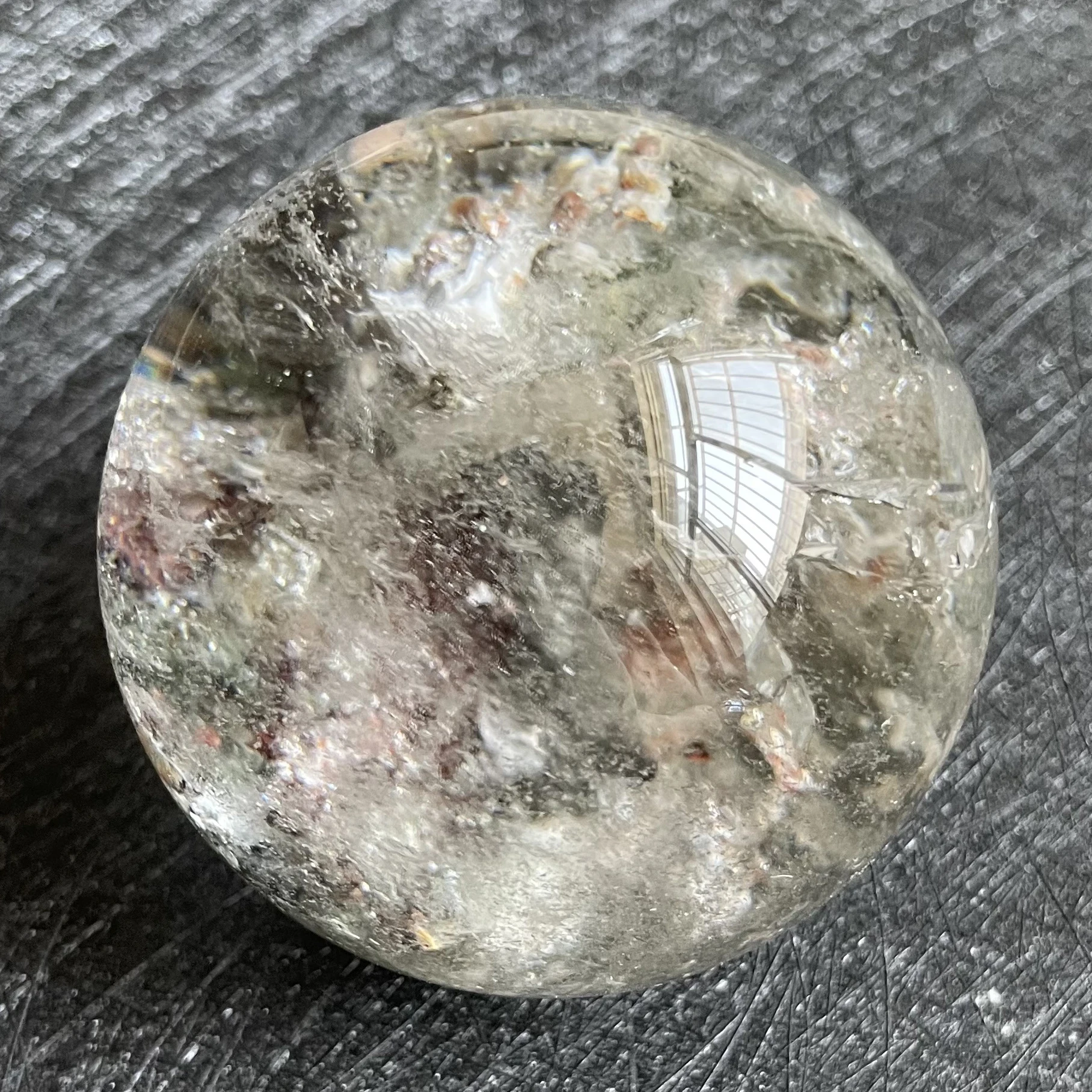 

226 г натуральное зеленое зернистое украшение, полированный садовый кварцевый хрустальный шар, восстанавливающий Исцеление Рейки L215