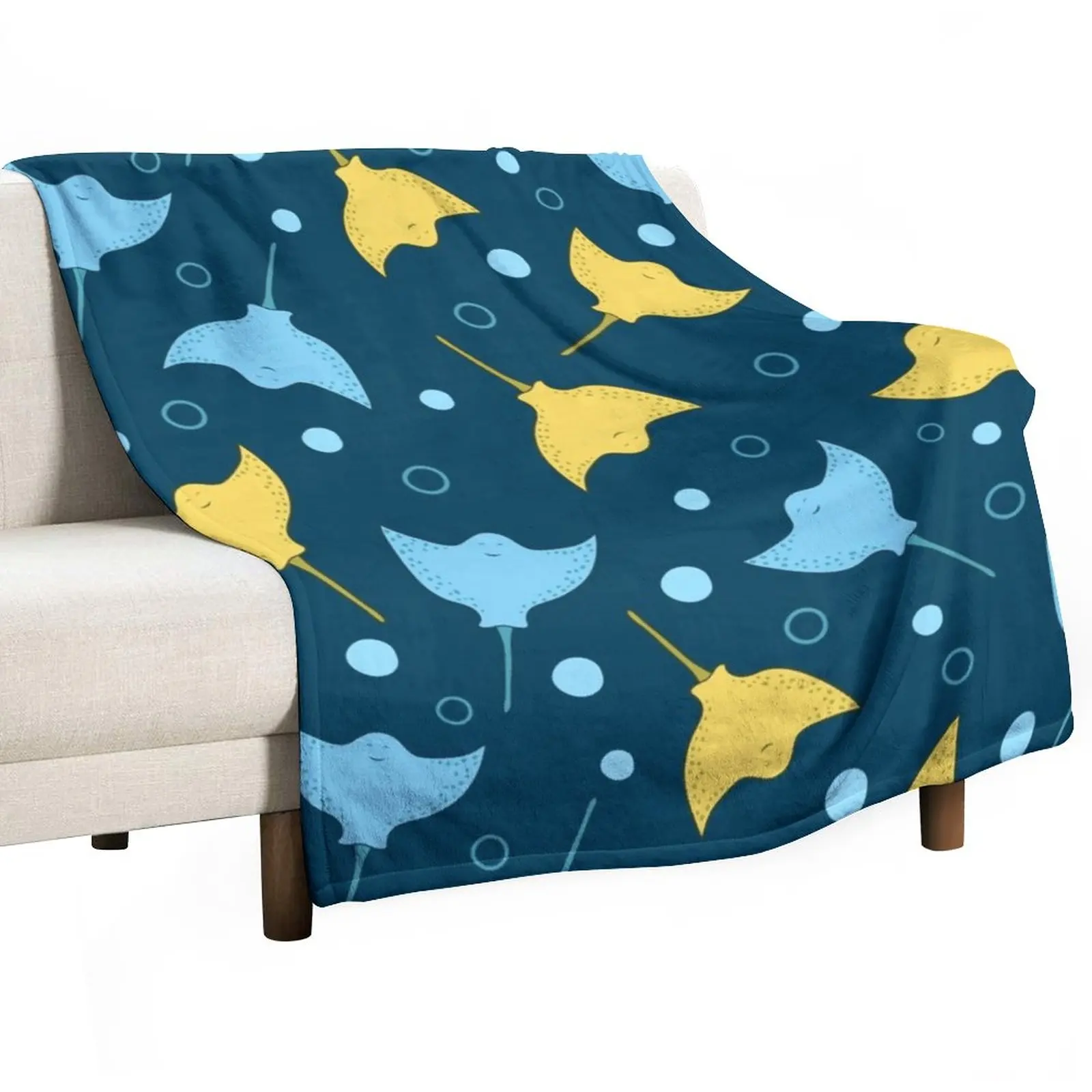 

Stingray pattern on dark blue background Throw Blanket Giant Sofa Soft Big Warm Decorative Sofas Blankets