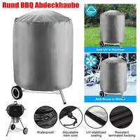 210D Outdoor Grey Waterproof BBQ Cover,Heavy Duty Protective Grill Cover Fire Pit Stove Round Gas Charcoal Electric BBQ Cover 1