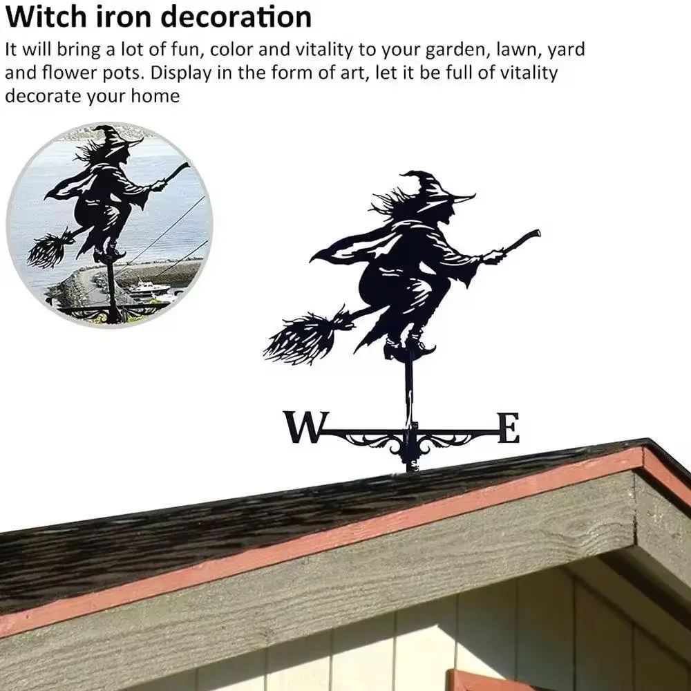 Iron Art Wind Direction Indicator Decorative Country Stylemetal Weather Vane Outdoor Roof Decoration Home Garden Figurine