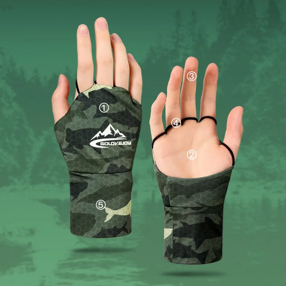 Cycling Gloves Fishing Gloves Touch Screen Ice Silk Fishing Gloves Anti-uv Highly Elastic Armguard Breathable Palm Hollowed Riding Driving Gloves