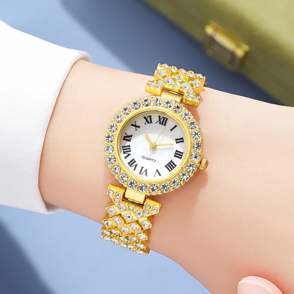 Luxury 5Pcs Crystal Women's Watch Bracelet Set