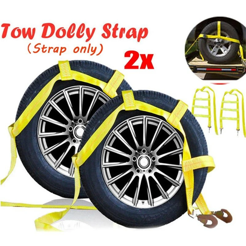 Sangles de roue de voiture pour auto Traction par DC Cargo Mall remorquage Dolly Panier Sangles avec crochets de support 2-pack 