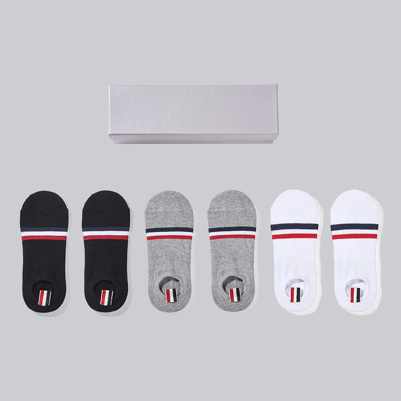 

TB THOM Men's Socks 6Pairs Korean RWB Stripes No Show Socks Women's Cotton Street Fashionable Harajuku Dropshipping Stockings