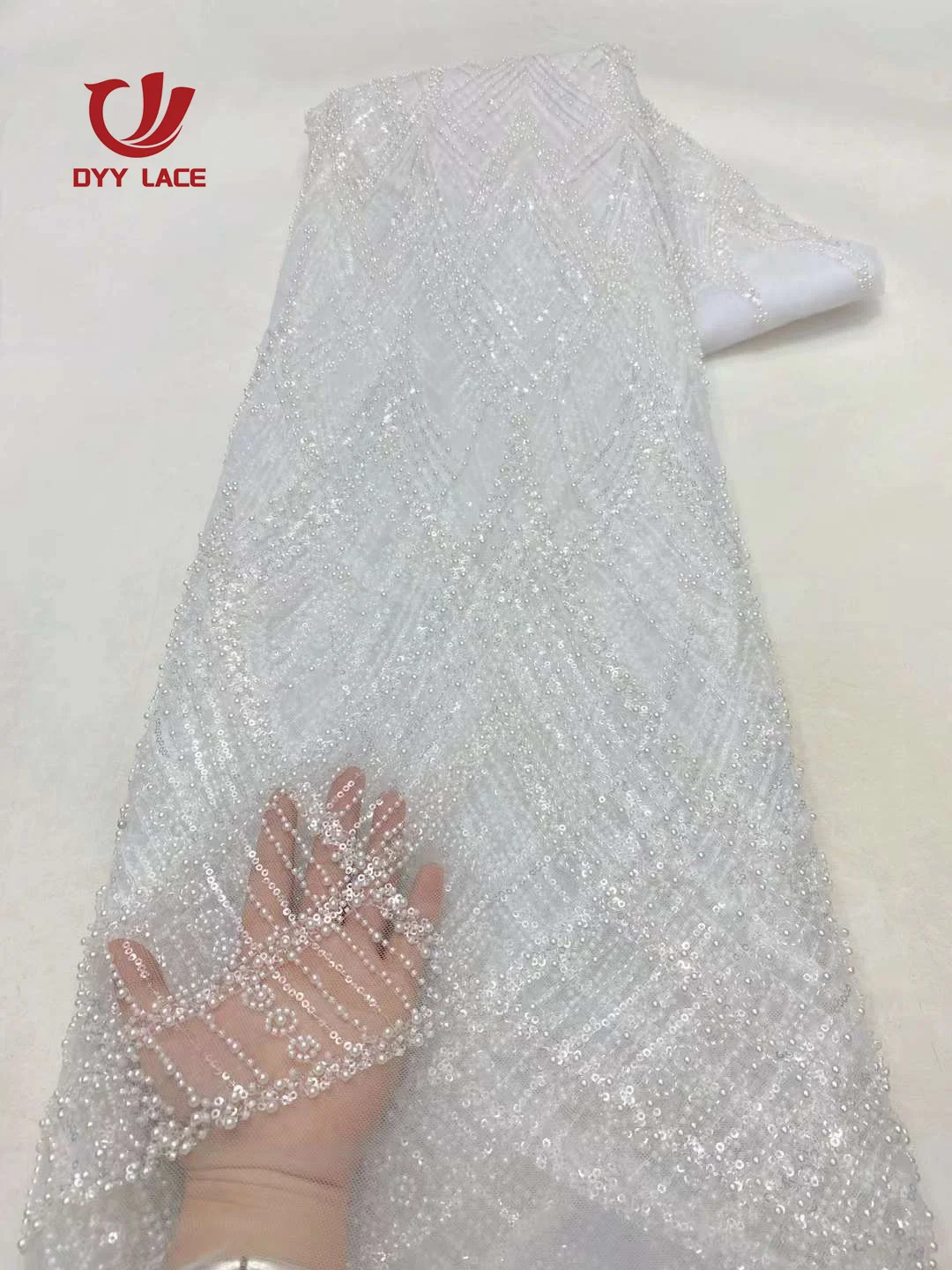 

Luxury African Sequins Tulle Embroidered 2024 High Quality Groom Lace Fabric Beaded Sequins Lace Fabric For Nigerian Wedding