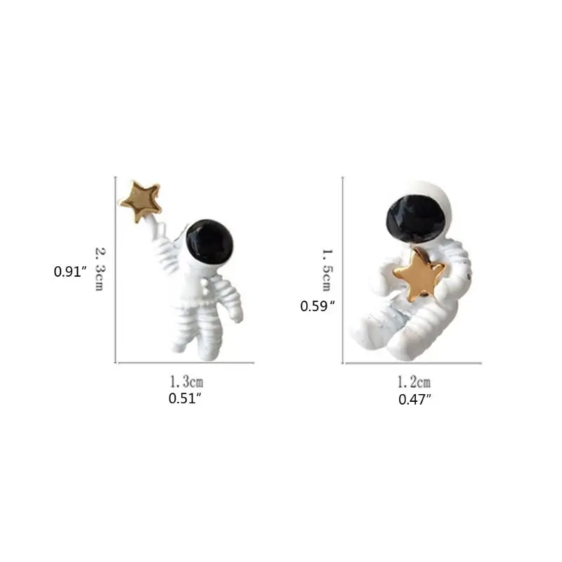 Space Silver Plated Earrings Asymmetric Astronaut Earrings for Friend 517F 4