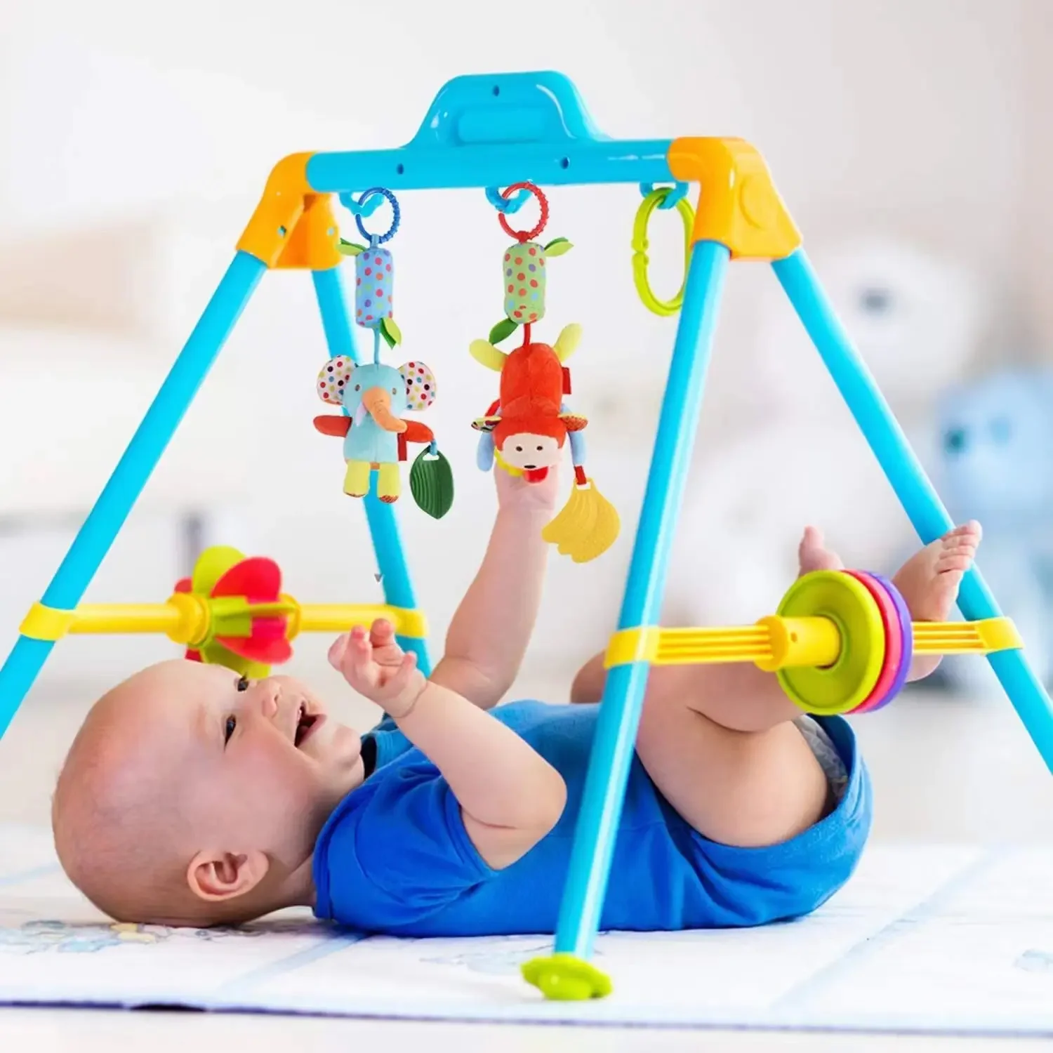 Baby Soft Hanging Rattle Crinkle Squeaky Toy Pendant Rings Plush Animal Stroller Infant Trolley Car Bed Crib Hanging Wind Chimes 3